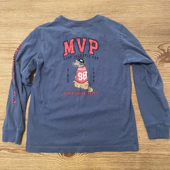 Vineyard Vines Football Dog Long Sleeve Tee - Picture 1 of 4